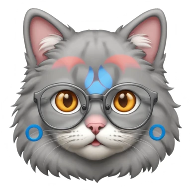 grey cat with glasses sticker