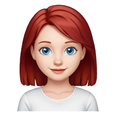 generate a young girl with dark red hair in a white top. she is supposed to have blue eyes  sticker