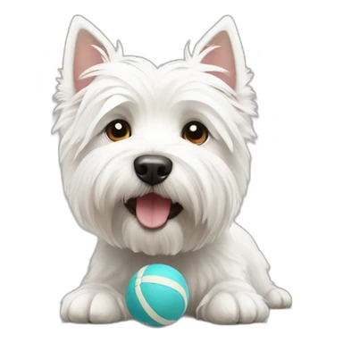 westie with ball sticker