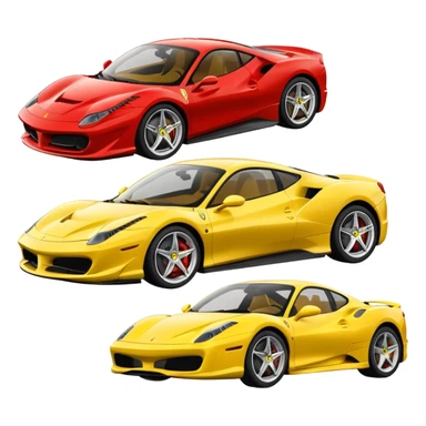 group of 4 sport cars, Ferrari brand, emoji style sticker