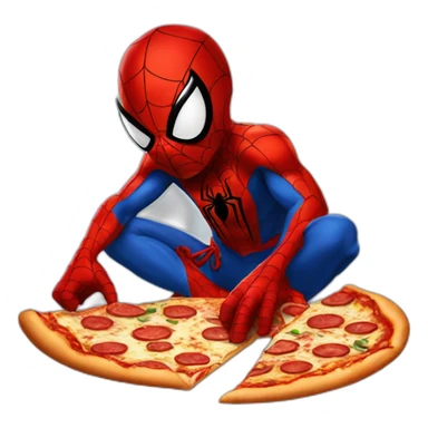 Spiderman eating pizza upside down sticker