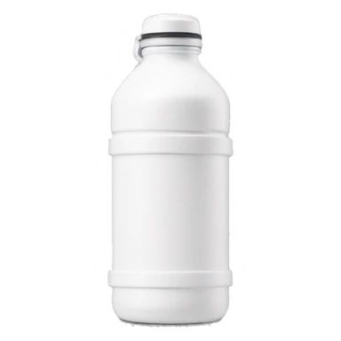 white water bottle with white lid, white handle strap sticker