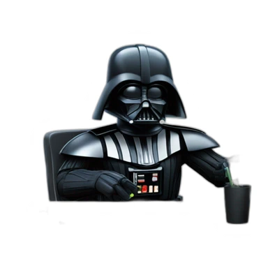 Darth Vader writing code at the computer sticker
