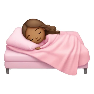 light Brunette girl sleeping on side with pink blanket sticker