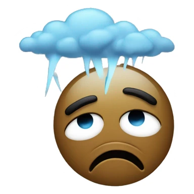 sad crying emoji with thunderstorm behind sticker