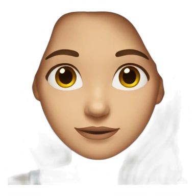 brown-haired woman with long hair, brown eyes, depicting a heart with her hands sticker