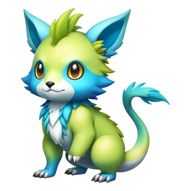 Cute cool colorful fantasy animal hybrid Fakemon full body sticker