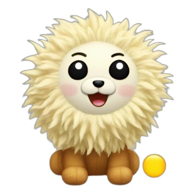 Fluffy plush toy featuring the sun at work sticker