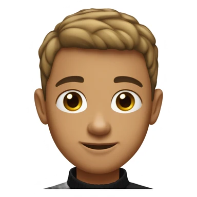 boy with light tanned skin, buzz cut, no facial hair, wearing a smart black quarter zip jumper with white t shirt underneath. sticker