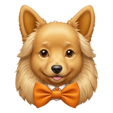 golden dog with orange bow tie sticker