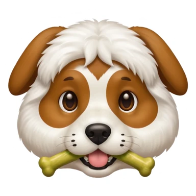 dog faace with bone in mouth sticker