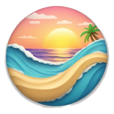 beach waves with sunset sticker