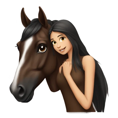 Dark brown arabian horse with beautiful girl sticker