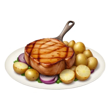pork chops with onions and potatoes sticker