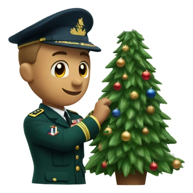 Uk Royal marine putting up Christmas tree sticker