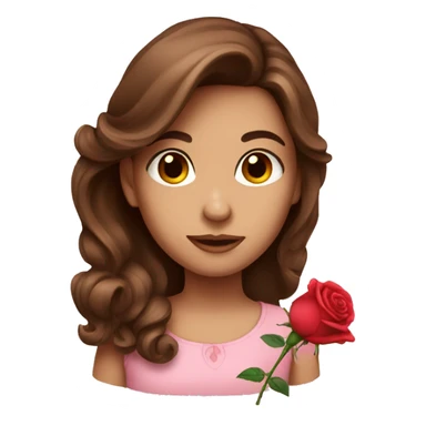 Brown haired girl with rose sticker