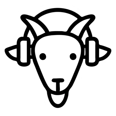 simple and modern grey goat with headphones, outlined icon style sticker