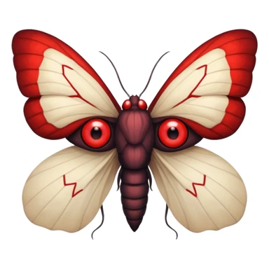 Create a scary emoji of the mothman with bright red eyes and as depicted in the legend. Make it less bird like and more Moth / Human hybrid sticker