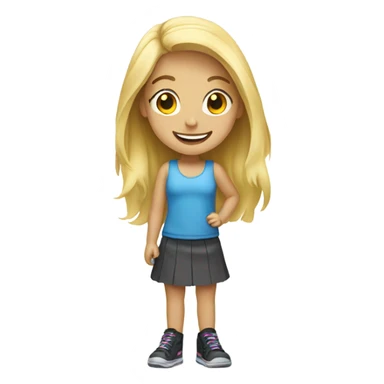 Smiling blonde girl with shoes as a body sticker