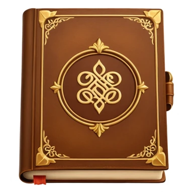 "An open antique leather-bound book with golden edges and calligraphy, detailed embossing, Victorian style, warm brown and gold palette." sticker