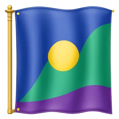 Bandera color azul amarillo morado y verde, seccionada en 4 partes iguales sticker