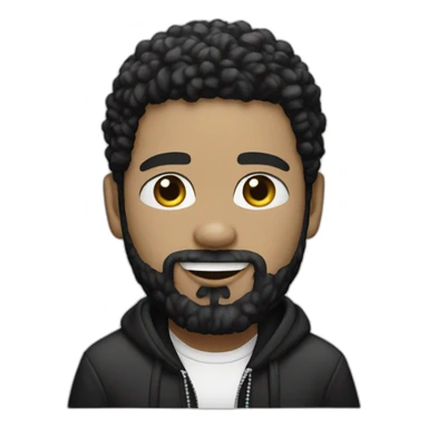 rapper-with hoop-white skin-black hair-beard-bichon dog-white-smile sticker