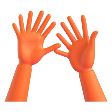 Two open hands in emoji style, tilted to the right as if pushing a swing, with motion lines behind them to show movement. Minimal background, clean cartoon style sticker