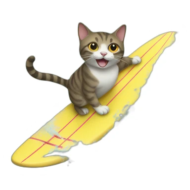 cat riding on surf sticker