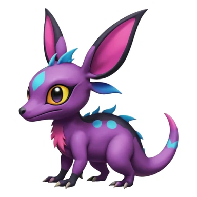 Rare exotic cute epic aesthetic Salandit-Eevee-Noibat-species-Fakemon-hybrid-creature, with markings, full body sticker