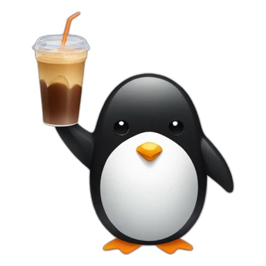 Penguin sipping iced coffee sticker