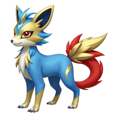 Feral Quadrupedal Digitigrade Meloetta-Luxray-Renamon-Manectric-fusion-hybrid-creature, full body  sticker