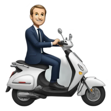 macron sur un scooter qui fait une roue arrière sticker