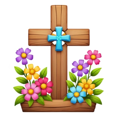 cross with flowers on it  sticker