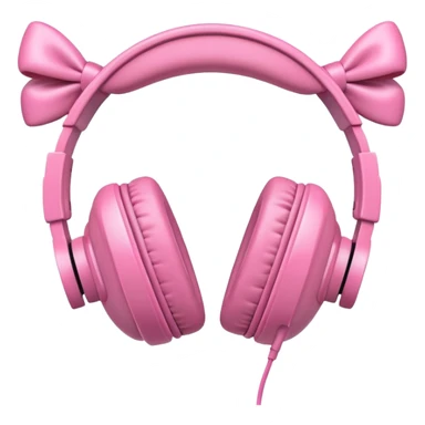 pink headphones with bows, soft and rounded emoji style sticker