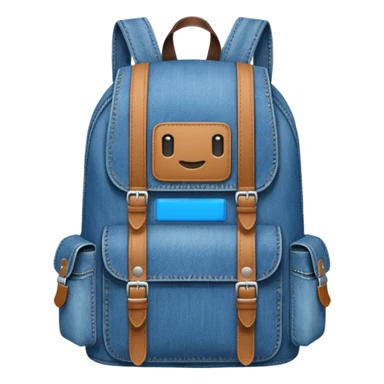 blue denim backpack 

 sticker
