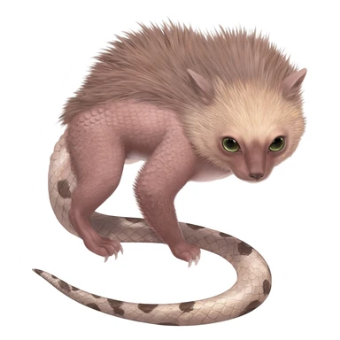 Flurry furry scaly sergal-serval-possum-sphynx-Koi-sergal-fusion-animal-hybrid-creature with a snake-tail sticker