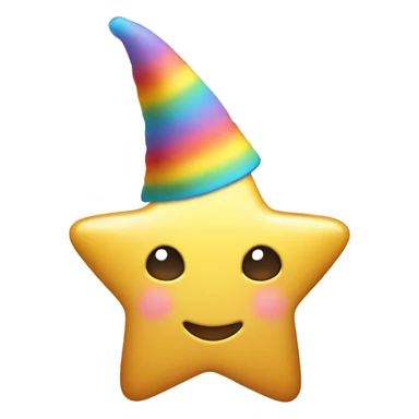 Kawaii golden star with rainbow hat  sticker