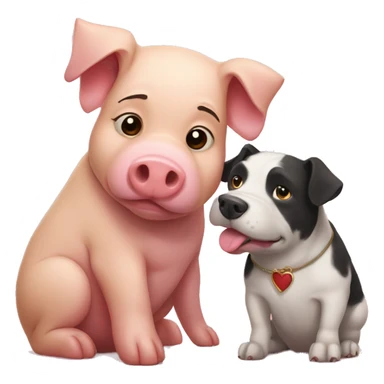 Pig and dog in love  sticker