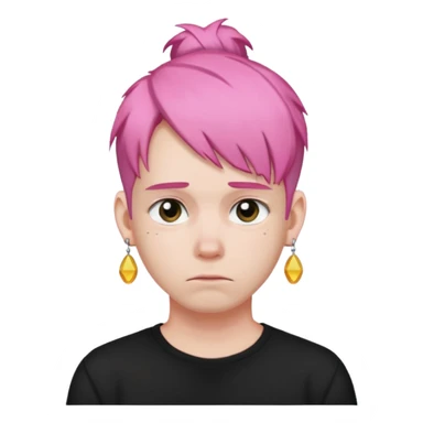  bun haired with earrings pink hair guy sad sticker