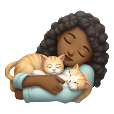 tan girl sleeping and cuddling with her cat sticker