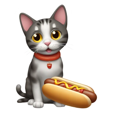 a cat eating a hot dog  sticker
