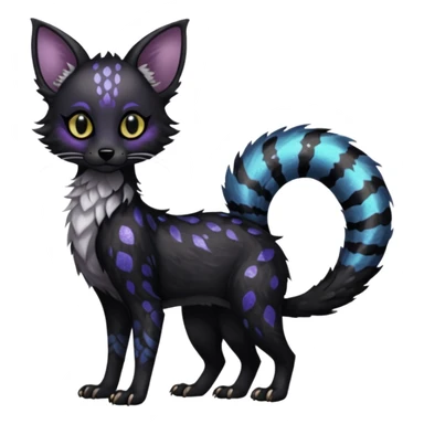 Feral Rare Fantasy Dark gothic spooky  sparkly shiny Vernid-Trico-species by LiLaiRa, random markings, tufted tail, tufted ears, full body sticker