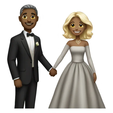 happy couple in elegant attire sticker