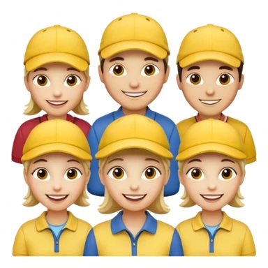 16 blokes on a golf trip wearing yellow golf caps sticker