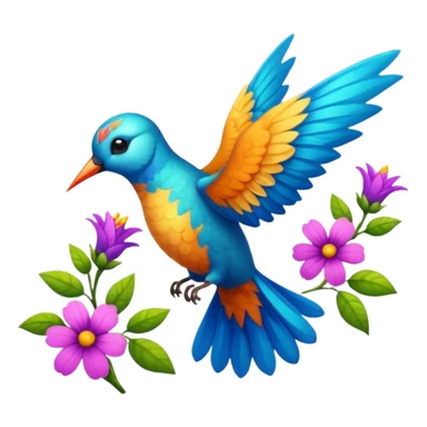 La la mañana se alegra entre flores y praderas ve avanzar mariposa bella y majestuosa entre colibrís sticker