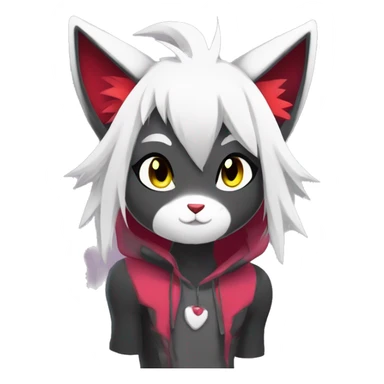 Anthro Dark Beautiful Colorful Shiny Edgy Cool Shy Grumpy FurSona Feline-Zangoose-Fakemon Long Emo Hai-bangs  Vtuber Model sticker