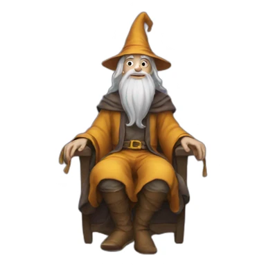Wizard sitting with legs crossed and floating sticker