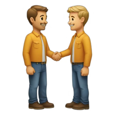 two white guys shaking hands sticker