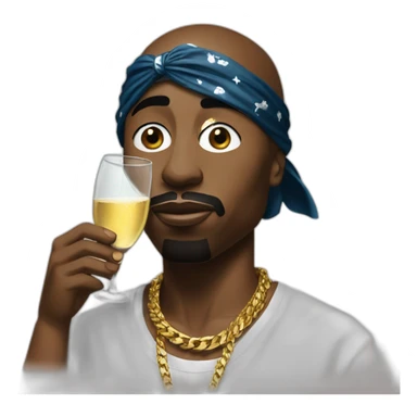 2pac with bandana drinking champagne sticker