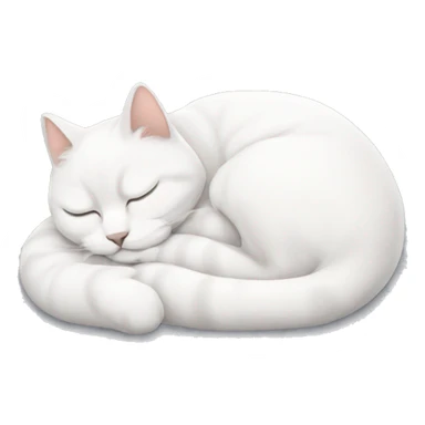 A white curled up cat napping sticker